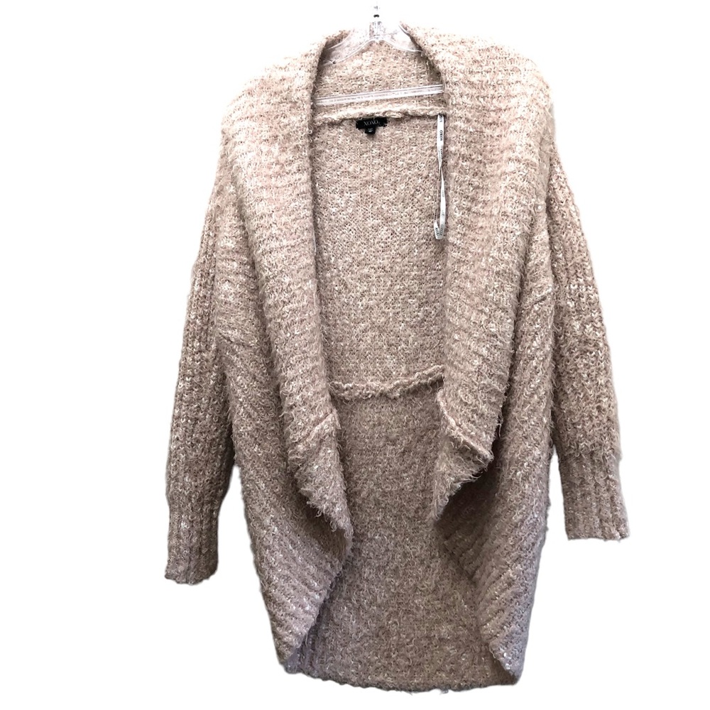 XOXO Shawl-Collar High Low Hem Cardigan Women's Size M Tan